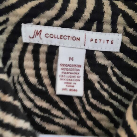 JM Collection Petite Zebra Print Cropped Jkt Blzr Workwear Sz M Neutral Graphic - Picture 5 of 10